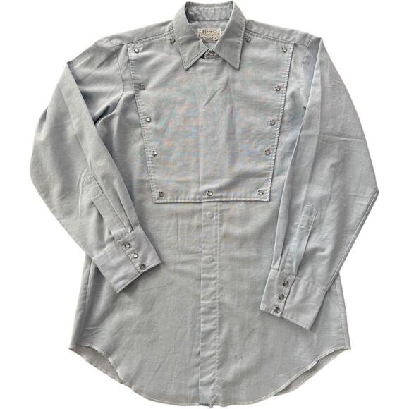 VTG H Bar C California Ranchwear Placket chambray  Bib long tail shirt medium - Picture 6 of 16